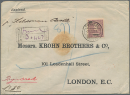 Portugal - Madeira - Funchal: 1907. Registered Envelope (vertical Fold, Creased) Addressed To London - Funchal