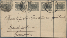 Rumänien - Ganzsachen: 1905, Stationery Wrapper 1 B Black In A Coherent Vertical Stripe Of Five Sent - Postwaardestukken