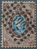 Russland: 1858 10 Kop. Brown With Dotted Numbered Cancel 392 Of Wolmar, Forerunner Of Latvia, Corner - Other & Unclassified