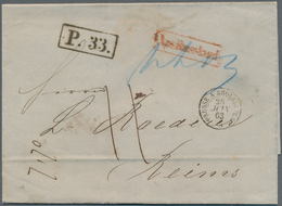 Russland: 1860/1867, Four Stampless Lettersheets Correspondence Riga-Reims/France, Each With Full Me - Otros & Sin Clasificación