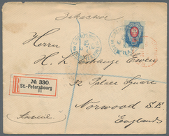 Russland: 1896/1902 Five Items All Sent From Different Telegraph PO Of St. Petersburg, Three Registe - Autres & Non Classés