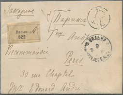 Russland: 1899, Registered Cover From Vilna (Lithuania Vilnius) To Paris With White Registration Lab - Otros & Sin Clasificación