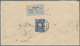 Russland: 1899 Registered Cover With Registration Label On Blue Paper From Moscow Telegraph 14 To Th - Other & Unclassified