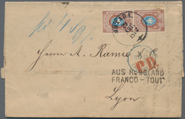 Russland: 1872. Folded Entire (toned) Addressed To France Bearing Russia Yvert 14, 10k Brown And Blu - Autres & Non Classés