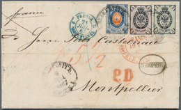 Russland: 1867. Envelope Addressed To France Bearing Yvert 19, 3k Black And Green, Yvert 20, 5k Blac - Autres & Non Classés