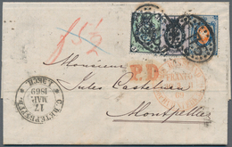 Russland: 1869. Envelope Addressed To France Bearing Yvert 19, 3k Black And Green, Yvert 20, 5k Blac - Autres & Non Classés