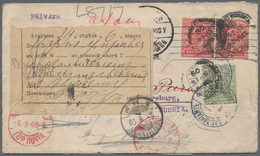 Russland: 1909 Incoming Mail, Letter From London With Perfin Franking To St. Petersburg, Then Forwar - Autres & Non Classés