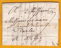 1780 - Marque Postale Manuscrite LUNEL, Hérault Sur Lettre Avec Corresp. De 3 Pages Vers Arles, BdR - Règne Louis XVI - 1701-1800: Voorlopers XVIII