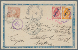 Russische Post In China: 1901, Boxer Upheaval Period, 1 K. And 3 K Tied Violet "Chefoo28 VII 01" To - Chine
