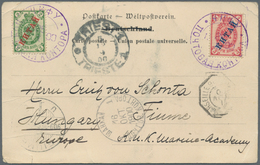 Russische Post In China: 1898, 2 K., 3 K. Tied Violet "Chefoo 25 X 00" To Ppc ("Wei-Hei-Wai, Ed. Sie - Chine