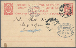 Russland - Ganzsachen: 1912 Postal Stationery Card From Ostrowicz Poland Missent With German Shipmai - Entiers Postaux