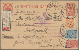 Russland - Ganzsachen: 1916 Registered And Double Censored Postal Stationery Card From Kharkov To Co - Entiers Postaux