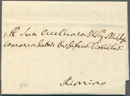 San Marino - Vorphilatelie: 1841, Folded Letter With Full Content, Written In SAN MARINO Sent To Rim - ...-1877 Préphilatélie