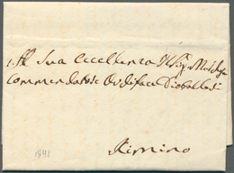 San Marino - Vorphilatelie: 1841, Folded Letter With Full Content, Written In SAN MARINO Sent To Rim - ...-1877 Prephilately