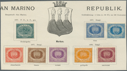 San Marino: 1877-1890, A Nice Set Of 8 Different Values, All Mint Lightly Hinged On Album-page. ÷ 18 - Neufs