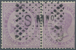 San Marino: FORERUNNER ITALY: 1863, 60 C Light Lila Horizontal Pair (cut/faults) Cancelled With Clea - Neufs