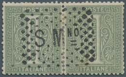 San Marino: FORERUNNER ITALY: 1863, 1 C Gray Olive Horizontal Pair Cancelled With Clear "S.Mno." In - Ongebruikt