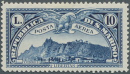 San Marino: 1931, Airmail Stamp ‚Monte Titano‘ 10l. Blue Mint Lightly Hinged, Very Scarce Stamp! Mi. - Neufs