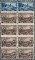 San Marino: 1936, Francisco Of Assisi Surcharges Set Of Two In Blocks Of Eight, Mint Never Hinged, M - Unused Stamps