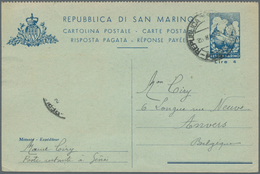 San Marino - Ganzsachen: 1848/1962, Zwei Ganzsachenkarten 4 Lire Blau/Antwortkarte Und 25 Lire Rot M - Postwaardestukken