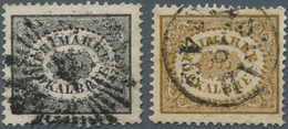 Schweden: 1858/1862, (3øre) Black Used With "Star" H/s. Plus (3øre) Brown Used With "YSTAD/19/4/1862 - Unused Stamps