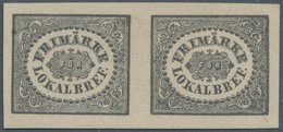 Schweden: 1871, Local Stamp, Imperforate Reprint, Horizontal Pair, Fresh Colour And Wide Margins, Un - Neufs