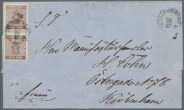 Schweden: 1858 Folded Cover From Helsingborg To Copenhagen, Denmark Franked By Two Singles Of 9 øre - Unused Stamps