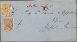 Schweden: 1871 Destination AUSTRIA: Cover From Lund To Vienna Via Malmö, Franked By 1858ff. 24øre Or - Neufs