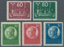 Schweden: 1924, Weltpostkongreß In Stockholm 60 Öre Bis 5 Kr. Postfrisch Und Sign. Bzw. FA Raybaudi - Neufs