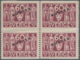 Schweden: 1935 Mi. 226 Block Of Four With Surcharge MUSTER Some Light Creases - Unused Stamps