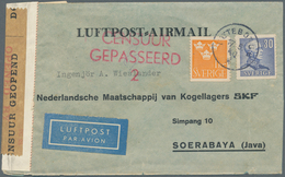Schweden: 1940. Air Mail Envelope Addressed To Soerabaya, Java Bearing Sweden Yvert 262, 30 øre Blue - Neufs