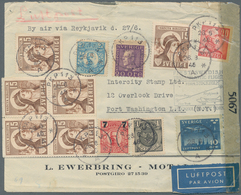 Schweden: 1946 Censored Airmail Letter With Multicolor Franking With First Flight Stockholm - New Yo - Unused Stamps