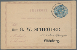 Schweden - Ganzsachen: 1873, Ganzsachenkarte 12 Öre Blau Mit Zudruck "G.W. Schröder" Nach Göteburg ( - Postal Stationery