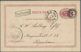 Schweden - Ganzsachen: 1880 Pracht-GA-Karte "SEX ÖRE" Purpurlila Mit Nr.-St. "24" Und K1 "HELSINGOR - Postwaardestukken