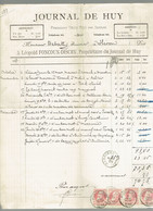 M.Facture Journal De Huy - Obl Burdinne Et Huy(Nord) Le 7-Janv-1908 Sur 74x4  Vers Héron - 1900 – 1949