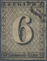 Schweiz - Zürich: 1846 6 Rp. Mit Waag. Unterdrucklinien, Type V, 45. Marke Des Bogens, Gestempelt Mi - 1843-1852 Federal & Cantonal Stamps