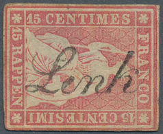 Schweiz: 1855, Strubel 15 Rappen Früher Berner Druck Karminrosa Mit Zentrischem Schreib-L1 "Lenk" Gl - Neufs