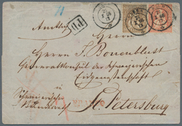 Schweiz: 1862 Sitzende Helvetia 60 Rp. Kupferbronze Zusammen Mit 30 Rp. Zinnober Auf Faltbriefhülle - Neufs