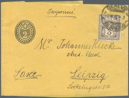 Schweiz: 1882, 3 Rp Freimarke Faserpapier In Mischfrankatur Auf Streifband Bzw. Postkarte Nach Deuts - Ongebruikt