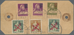 Schweiz: 1919-20 Flugpostmarke 30 Rp. Zusammen Mit Zwei Flugpostmarken Zu 50 Rp., Alle Mit Rotem Pro - Ungebraucht