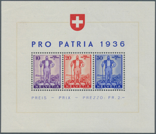 Schweiz: 1936, Pro Patria Blocks, 5 Stck. Postfrisch Sowie 1940, Postfrisch, Mi. 825,- - Neufs