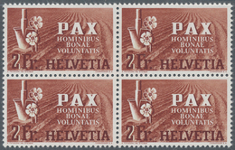 Schweiz: 1945, 2 Fr. Postfrischer Luxus-Vierer-Block, Auf Pos. 1 Pl.-Fehler Einer Teilauflage Senkre - Neufs