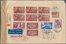 Schweiz: 1945 PAX 2 Fr. Im 4er-Block + Paar Nebst 1 Fr., Paar Der 5 Fr. Sowie 10 Fr., 40 Rp. U.a. Au - Neufs