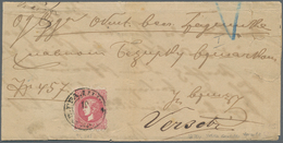 Serbien: 1870. Cover To Hungary Franked 25 P Carmine-rose Perf L9 1/2 X 12 Of Prince Milan FIRST PRI - Serbie