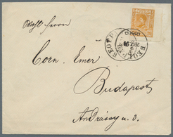 Serbien: 1891, 20pa. Orange IMPERFORATE, Right Marginal Copy On Cover From "BELGRAD 29.9.91" To Buda - Serbie