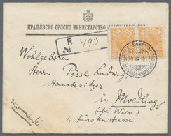 Serbien: 1901, 20pa. Orange, Horizontal Pair, Correct 40pa. Rate On Registered Cover From "BELGRAD 3 - Serbien