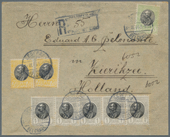 Serbien: 1906, King Peter I. 1pa. Grey/black Horizontal Strip Of Five, 5pa. Green/black And Two Copi - Serbie