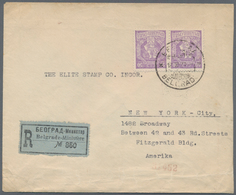 Serbien: 1920, King Peter I./Crown Prince Alexander 50pa. Violet, Horizontal Pair On Registered Cove - Servië