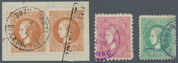 Serbien - Stempel: 1876/1878, Serbian-Turkish War, Group Of Four Stamps: 10pa. Brown On Piece Bearin - Servië