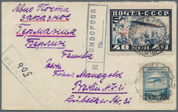 Sowjetunion: 1930, 40 K Blue Zeppelin, Perf. 12 1/2, Together With 5 K On 3 R Blue Airmail Stamp, Mi - Briefe U. Dokumente